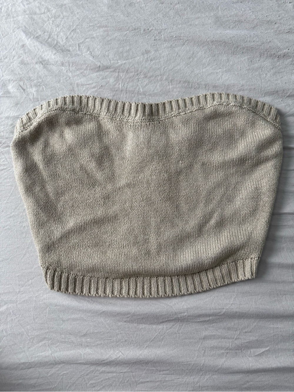 JLUXLABEL Cream Knit Tube Top
